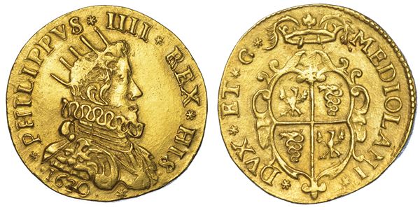 MILANO. FILIPPO IV D’ASBURGO, 1621-1665. Doppia da due o quadrupla 1630.