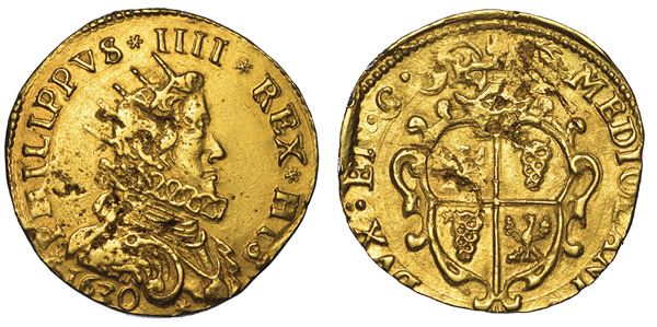 MILANO. FILIPPO IV D’ASBURGO, 1621-1665. Doppia da due o quadrupla 1630.