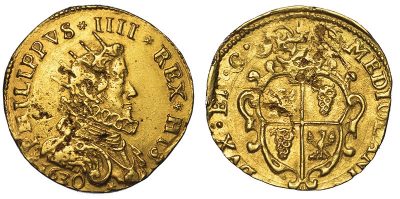MILANO. FILIPPO IV D’ASBURGO, 1621-1665. Doppia da due o quadrupla 1630.  - Auction Numismatics - Cambi Casa d'Aste