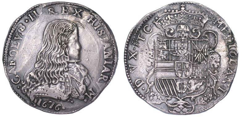 MILANO. CARLO II DI SPAGNA, 1665-1700. Filippo o Carlo 1676.  - Asta Numismatica - Cambi Casa d'Aste