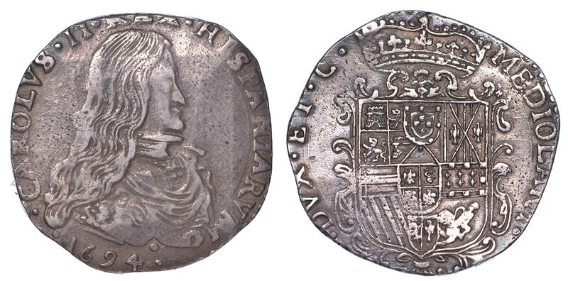 MILANO. CARLO II DI SPAGNA, 1665-1700. Filippo o Carlo 1694.  - Auction Numismatics - Cambi Casa d'Aste