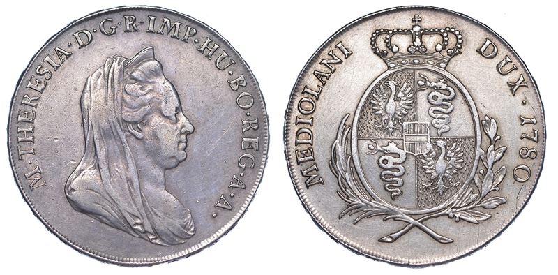 MILANO. MARIA TERESA D'ASBURGO, 1740-1780. Scudo 1780.  - Auction Numismatics - Cambi Casa d'Aste