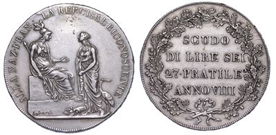 Milano. Repubblica Cisalpina, 1800-1802. Scudo da 6 Lire A. VIII.