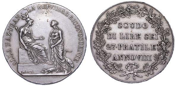 MILANO. REPUBBLICA CISALPINA, 1800-1802. Scudo da 6 Lire A. VIII.