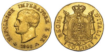 Milano. Napoleone I, 1805-1814. 40 Lire 1808.