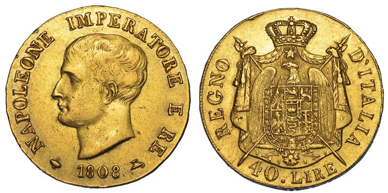 MILANO. NAPOLEONE I, 1805-1814. 40 Lire 1808.  - Auction Numismatics - Cambi Casa d'Aste