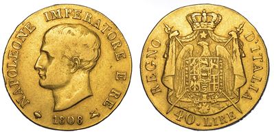 Milano. Napoleone I, 1805-1814. 40 Lire 1808.