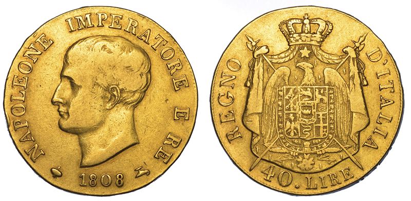 MILANO. NAPOLEONE I, 1805-1814. 40 Lire 1808.  - Auction Numismatics - Cambi Casa d'Aste