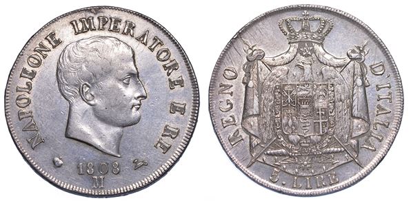 MILANO. NAPOLEONE I, 1805-1814. 5 Lire 1808.