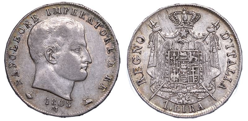 MILANO. NAPOLEONE I, 1805-1814. Lira 1808.  - Auction Numismatics - Cambi Casa d'Aste