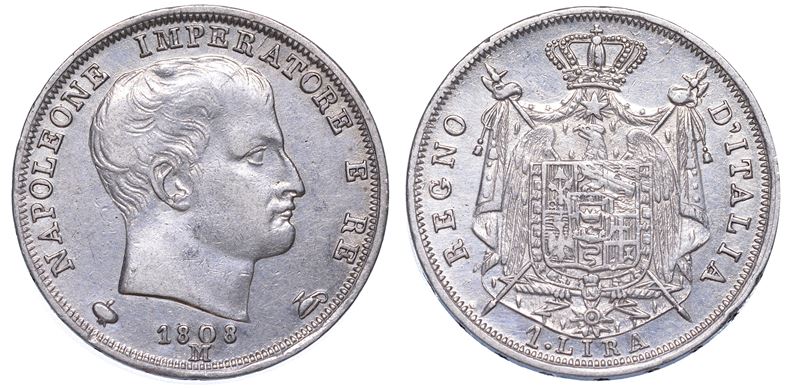 MILANO. NAPOLEONE I, 1805-1814. Lira 1808.  - Auction Numismatics - Cambi Casa d'Aste