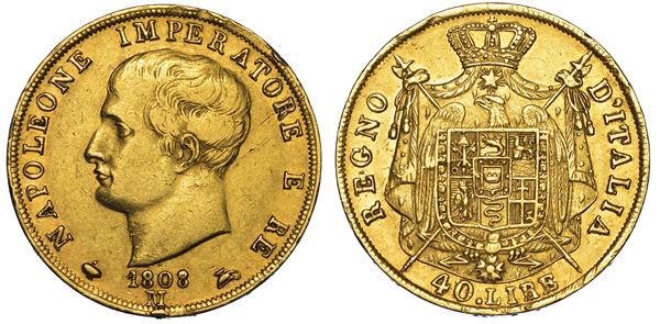 MILANO. NAPOLEONE I, 1805-1814. 40 Lire 1808.