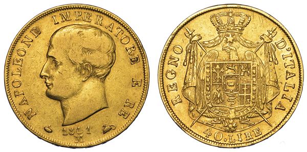 MILANO. NAPOLEONE I, 1805-1814. 40 Lire 1811.