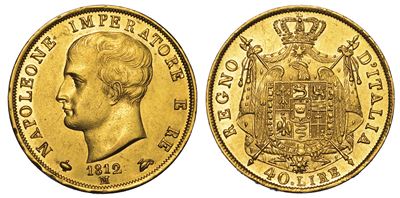 Milano. Napoleone I, 1805-1814. 40 Lire 1812.