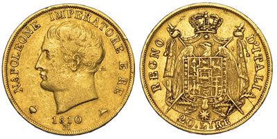 Milano. Napoleone I, 1805-1814. 20 Lire 1810.