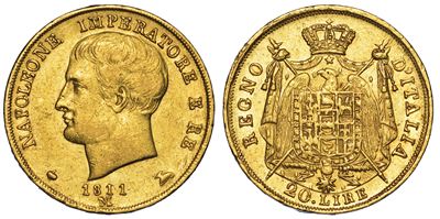 Milano. Napoleone I, 1805-1814. 20 Lire 1811.