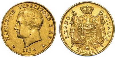 Milano. Napoleone I, 1805-1814. 20 Lire 1812.