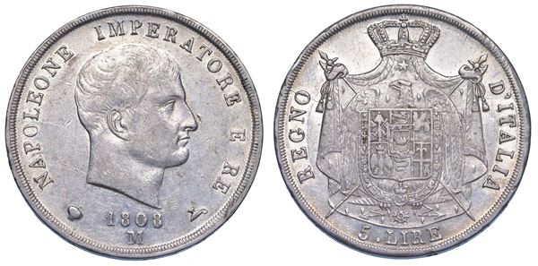MILANO. NAPOLEONE I, 1805-1814. 5 Lire 1808.
