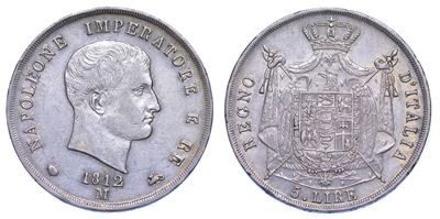 Milano. Napoleone I, 1805-1814. 5 Lire 1812.