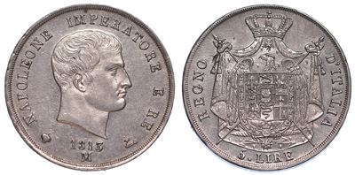 Milano. Napoleone I, 1805-1814. 5 Lire 1813.