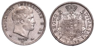 Milano. Napoleone I, 1805-1814. 2 Lire 1811.