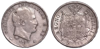 Milano. Napoleone I, 1805-1814. 2 Lire 1811.