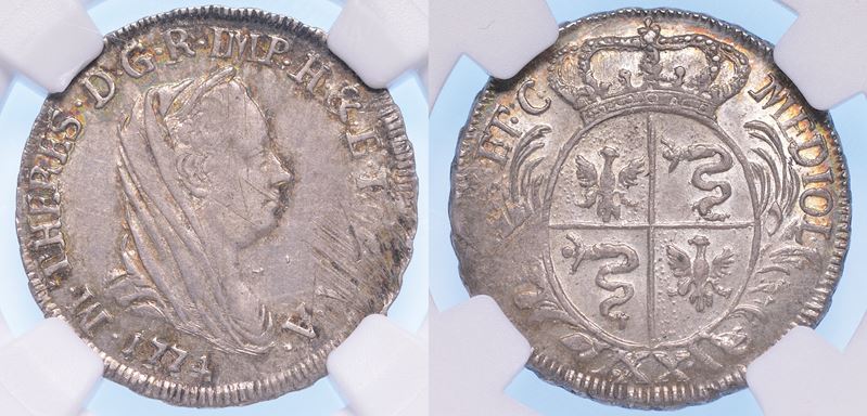 MILANO. MARIA TERESA D'ASBURGO, 1740-1780. 20 soldi 1774.  - Auction Numismatics - Cambi Casa d'Aste