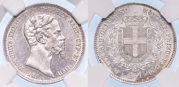 MILANO. VITTORIO EMANUELE II DI SAVOIA, 1849-1861 (RE DI SARDEGNA). Lira 1860.