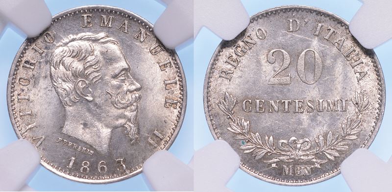 MILANO. VITTORIO EMANUELE II DI SAVOIA, 1861-1878 (RE D’ITALIA). 20 Centesimi 1863.  - Auction Numismatics - Cambi Casa d'Aste