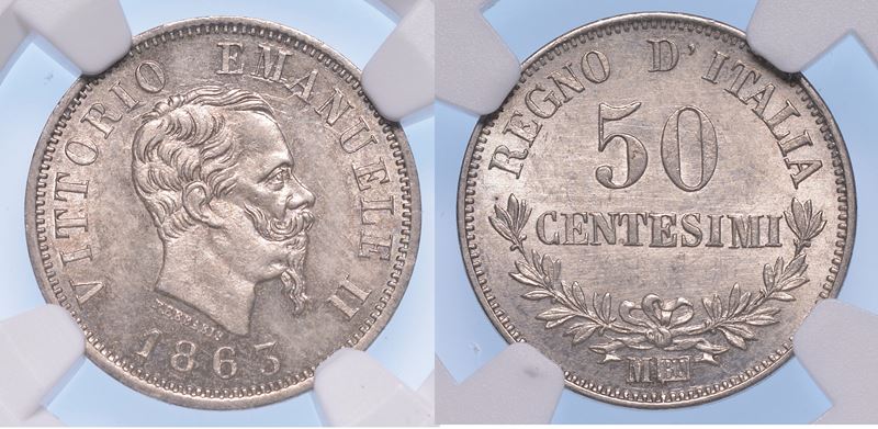 MILANO. VITTORIO EMANUELE II DI SAVOIA, 1861-1878 (RE D’ITALIA). 50 Centesimi 1863.  - Auction Numismatics - Cambi Casa d'Aste
