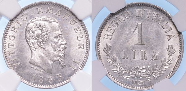 MILANO. VITTORIO EMANUELE II DI SAVOIA, 1861-1878 (RE D’ITALIA). Lira 1863.