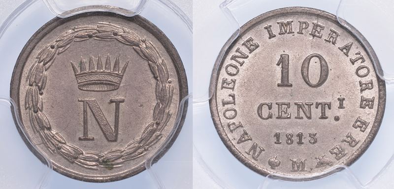 MILANO. NAPOLEONE I, 1805-1814. 10 centesimi 1813.  - Auction Numismatics - Cambi Casa d'Aste