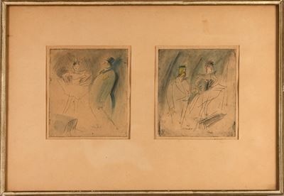 Coppie — due incisioni acquerellate, 1942