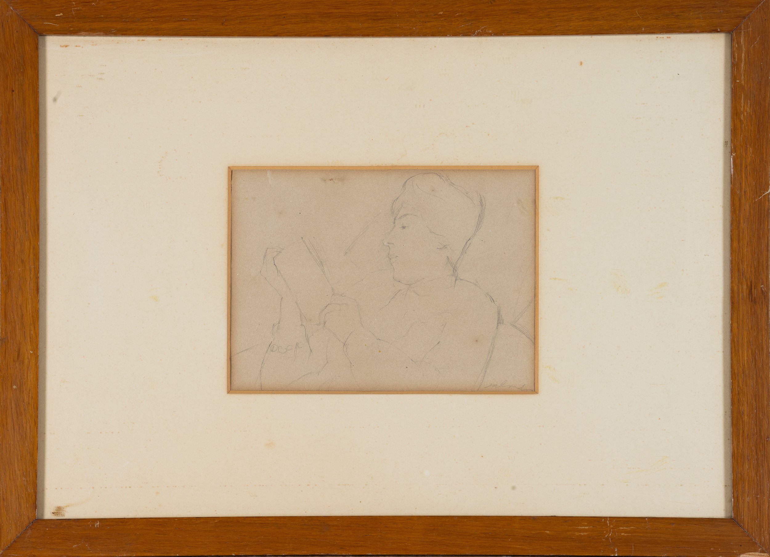 Aldo Salvadori - Donna che legge, matita su carta