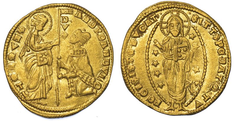 CHIARENZA. ROBERTO D'ANGIÒ PRINCIPE DI ACAIA, 1346-1364. Imitazione orientale del ducato veneziano di Andrea Dandolo, 1343-1354.  - Asta Numismatica - Cambi Casa d'Aste