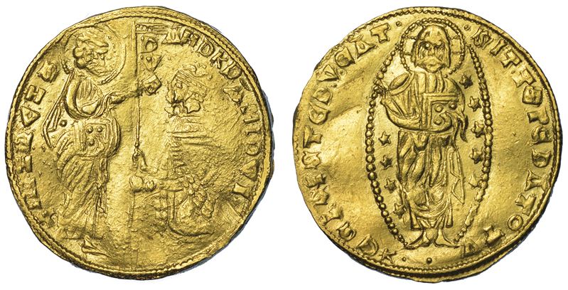 CHIARENZA. ROBERTO D'ANGIÒ PRINCIPE DI ACAIA, 1346-1364. Imitazione orientale del ducato veneziano di Andrea Dandolo, 1343-1354.  - Auction Numismatics - Cambi Casa d'Aste