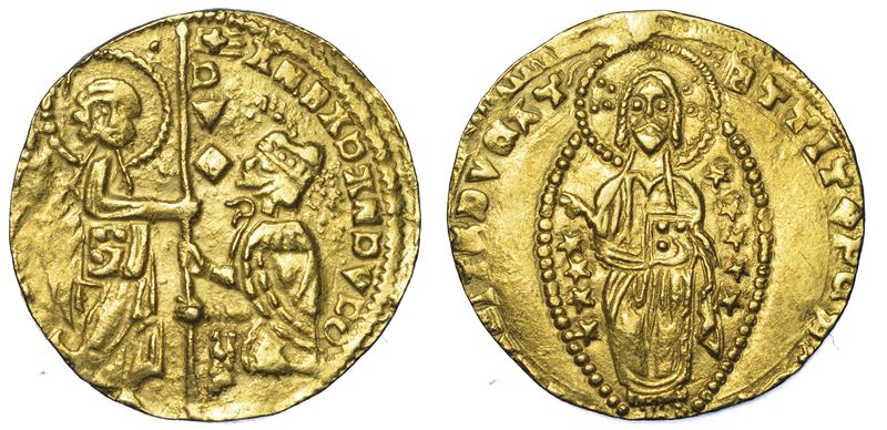 CHIARENZA. ROBERTO D'ANGIÒ PRINCIPE DI ACAIA, 1346-1364. Imitazione orientale del ducato veneziano di Andrea Dandolo, 1343-1354.  - Asta Numismatica - Cambi Casa d'Aste