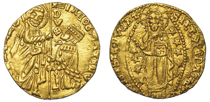 METELINO ED ENOS. GIACOMO GATTILUSIO, 1376-1396. Imitazione orientale dello zecchino veneziano.  - Auction Numismatics - Cambi Casa d'Aste