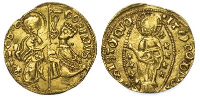 Metelino ed Enos. Dorino Gattilusio, 1400-1449. Imitazione Orientale dello Zecchino Veneziano.
