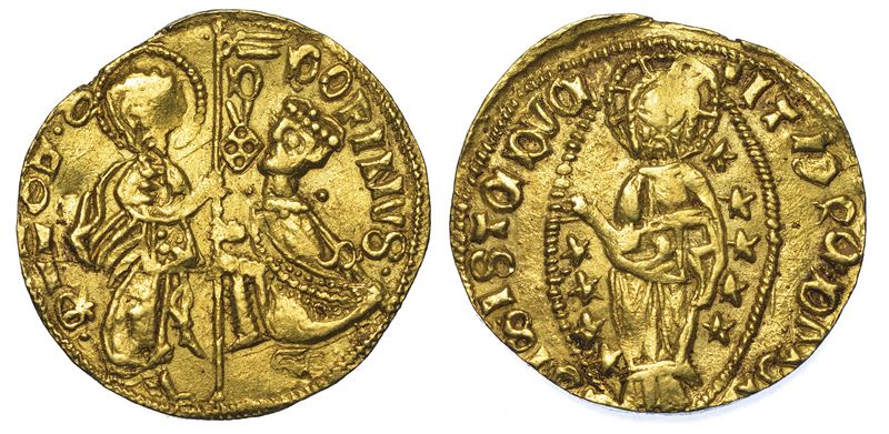 METELINO ED ENOS. DORINO GATTILUSIO, 1400-1449. Imitazione orientale dello zecchino veneziano.  - Auction Numismatics - Cambi Casa d'Aste