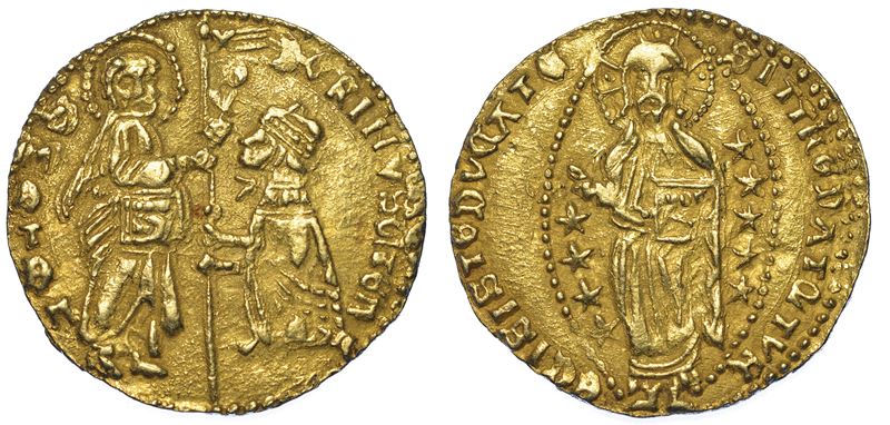 METELINO ED ENOS. DORINO GATTILUSIO, 1400-1449. Imitazione orientale dello zecchino veneziano.  - Auction Numismatics - Cambi Casa d'Aste