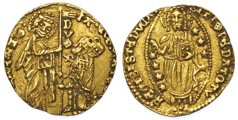 METELINO ED ENOS. GIACOMO GATTILUSIO, 1376-1396. Imitazione orientale dello zecchino veneziano.  - Auction Numismatics - Cambi Casa d'Aste