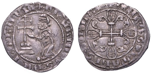 RODI. HÉLION DE VILLENEUVE (26º Gran Maestro dell'Ordine dei Cavalieri Ospitalieri), 1319-1346. Mezzo gigliato (Asper).