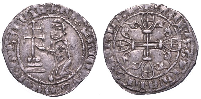 RODI. HÉLION DE VILLENEUVE (26º Gran Maestro dell'Ordine dei Cavalieri Ospitalieri), 1319-1346. Mezzo gigliato (Asper).  - Asta Numismatica - Cambi Casa d'Aste