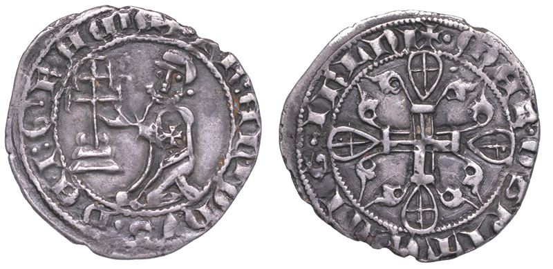 RODI. HÉLION DE VILLENEUVE (26º Gran Maestro dell'Ordine dei Cavalieri Ospitalieri), 1319-1346. Mezzo gigliato (Asper).  - Asta Numismatica - Cambi Casa d'Aste