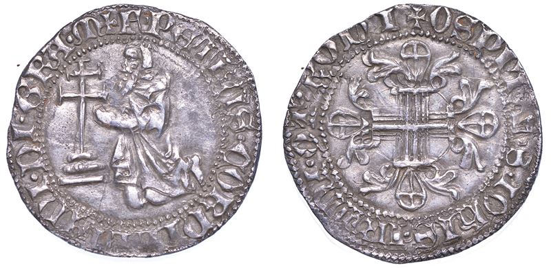 RODI. PIERRE DE CORNEILLAN (28º Gran Maestro dell'Ordine dei Cavalieri Ospitalieri di Rodi e Malta), 1354-1355. Gigliato.  - Auction Numismatics - Cambi Casa d'Aste