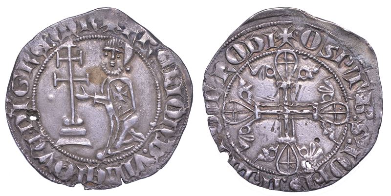 RODI. HÉLION DE VILLENEUVE (26º Gran Maestro dell'Ordine dei Cavalieri Ospitalieri di Rodi e Malta), 1319-1346. Gigliato.  - Asta Numismatica - Cambi Casa d'Aste