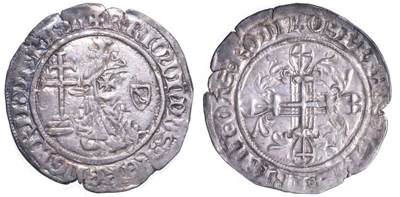 RODI. RAYMOND BERENGER (30º Gran Maestro dell'Ordine dei Cavalieri Ospitalieri di Rodi e Malta), 1365-1374. Gigliato.  - Asta Numismatica - Cambi Casa d'Aste