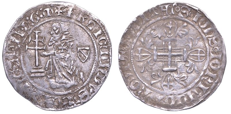 RODI. RAYMOND BERENGER (30º Gran Maestro dell'Ordine dei Cavalieri Ospitalieri di Rodi e Malta), 1365-1374. Gigliato.  - Auction Numismatics - Cambi Casa d'Aste