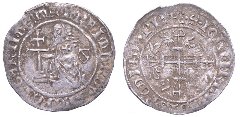 RODI. RAYMOND BERENGER (30º Gran Maestro dell'Ordine dei Cavalieri Ospitalieri di Rodi e Malta), 1365-1374. Gigliato.  - Asta Numismatica - Cambi Casa d'Aste